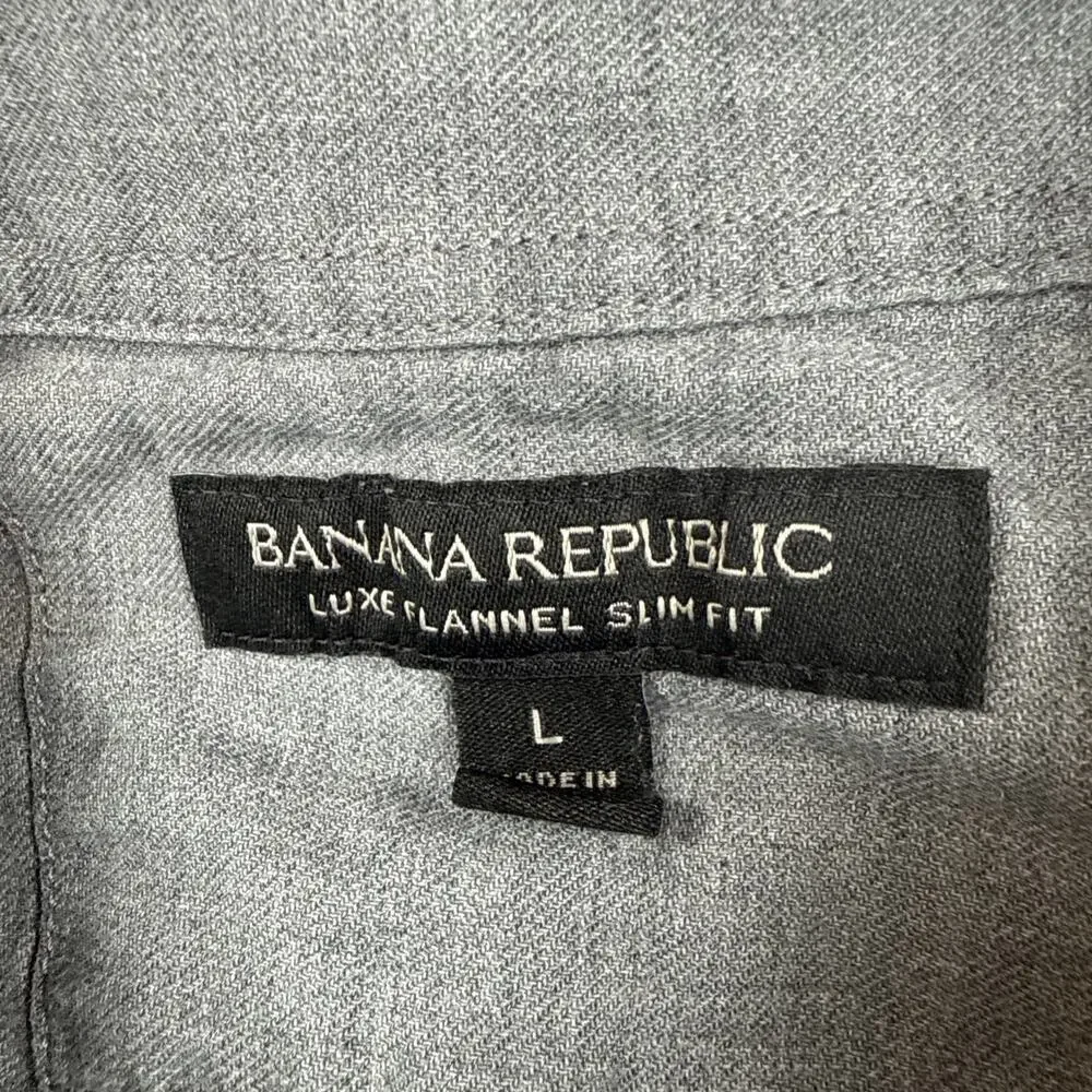 Banana Republic Shirt Mens Large Gray Luxe Flannel Fit Long Sleeve Button Up